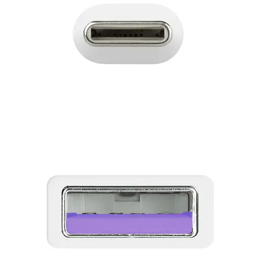 Nanocable Cable USB 2.0 3A, tipo USB-C/M-A/M, Blanco, 1 m