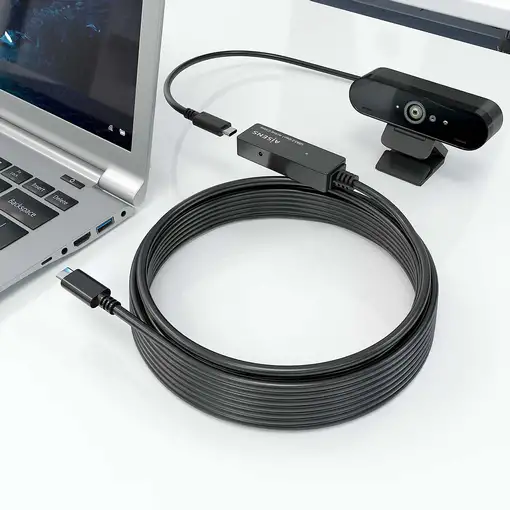 AISENS Cable USB 3.2 Gen1x1 prolongador con Amplificador, USB-C/M-USB-C/H, Negro,