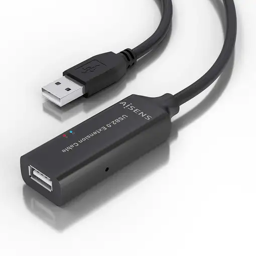 AISENS Cable USB 2.0 Prolongador con Amplificador, Tipo A/M-A/H, Negro, 10m
