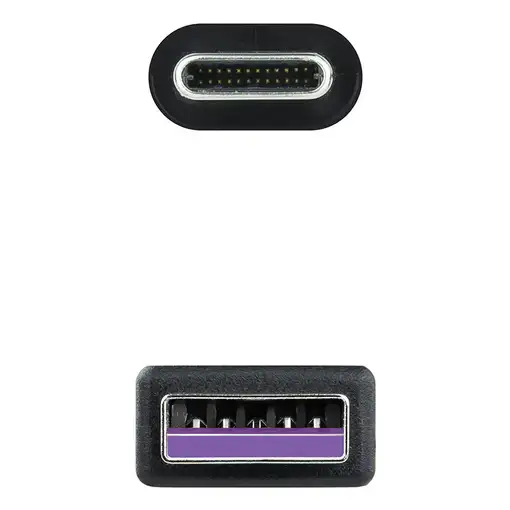 Nanocable USB 2.0, 2m cable USB USB C 2 x USB A Negro