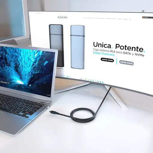AISENS Cable USB 3.2 Gen2x2 20Gbps 8K@30Hz 5A 100W E-Marker, Tipo USB-C/M-USB-C/M,