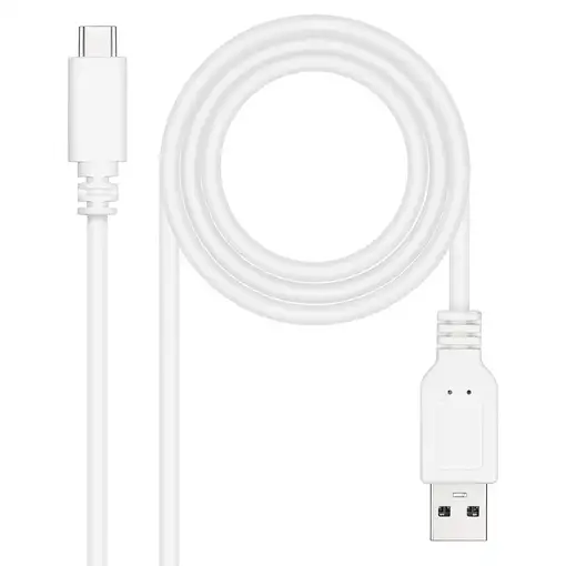 Nanocable Cable USB 2.0 3A, tipo USB-C/M-A/M, Blanco, 2 m