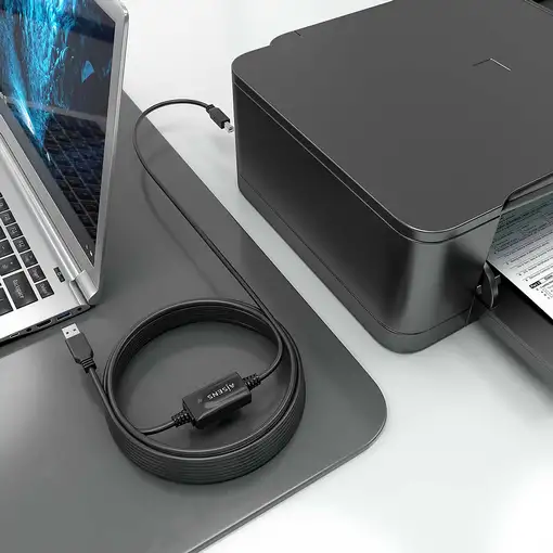 AISENS Cable USB 2.0 con Amplificador, Tipo A/M-B/M, Negro, 10m