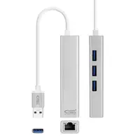 Nanocable Conversor USB 3.0 a Ethernet Gigabit + 3xUSB 3.0, Plata, 15 cm
