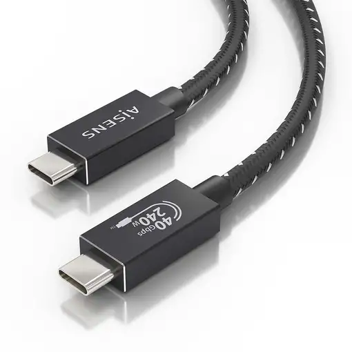 AISENS Cable USB4 Gen3x2 Aluminio 40Gbps 8K@60Hz 5A 48V 240W E-Mark, Tipo USB-C/M-