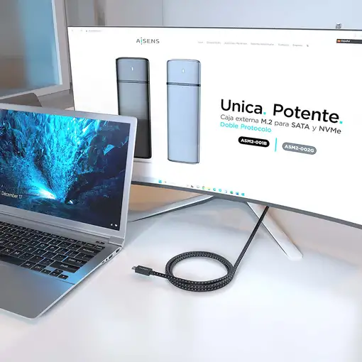 AISENS Cable USB4 Gen3x2 Aluminio 40Gbps 8K@60Hz 5A 48V 240W E-Mark, Tipo USB-C/M-