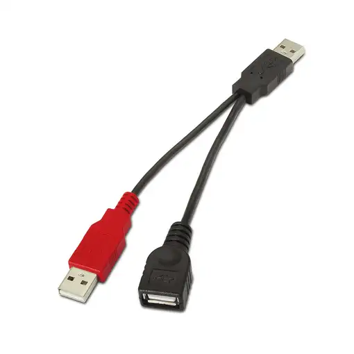 AISENS A101-0030 cable USB USB 2.0 0,15 m 2 x USB A USB A Negro, Rojo