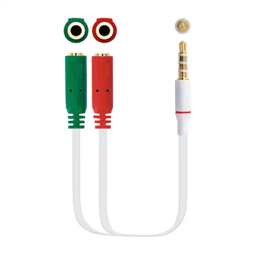 Nanocable Cable adaptador Audio Jack 3.5/M 4pines - 2xJack 3.5/H 3pines, blanco, 2
