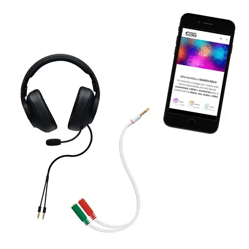 Nanocable Cable adaptador Audio Jack 3.5/M 4pines - 2xJack 3.5/H 3pines, blanco, 2
