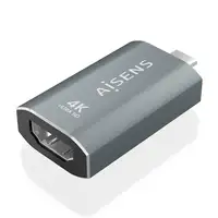 AISENS Adaptador Conversor Aluminio USB-C a HDMU 4K@60Hz, USB-C/M-HDMI/H, Gris