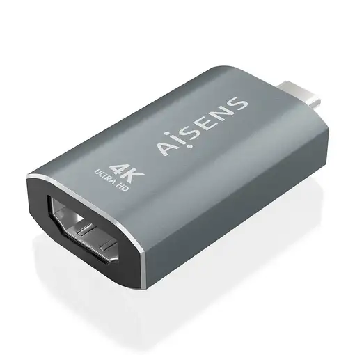 AISENS Adaptador Conversor Aluminio USB-C a HDMU 4K@60Hz, USB-C/M-HDMI/H, Gris