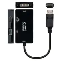 Nanocable Conversor Displayport a VGA / HDMI, 3 en 1, DP 1.2/M-VGA/H-HDMI/H 4K, Ne