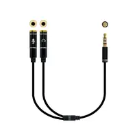 Nanocable Cable adaptador Audio Jack 3.5/M 4pines - 2xJack 3.5/H 3pines, negro, 30