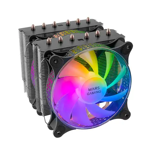 Mars Gaming Disipador CPU, Doble Torre Refrigeración, 6 Heatpipes HCT, TDP 300 W,