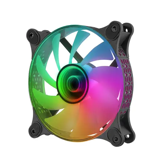 Mars Gaming MF-3D Negro, Ventilador ARGB 360° 12cm, Espejo Infinito 3D, Sistema An