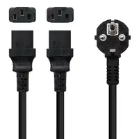 Nanocable Cable de Alimentación CEE7/M a 2xC13/H, Negro, 3 m