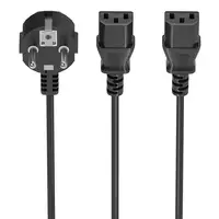 AISENS Cable Alimentacion CPU, CEE7/M-2xC13/H, Negro, 3.0m