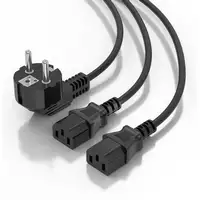 AISENS Cable Alimentacion CPU, CEE7/M-2xC13/H, Negro, 3.0m