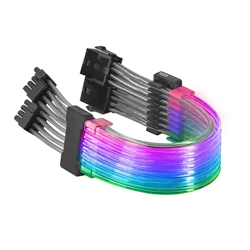 Mars Gaming MCA-16, Cable Extensor ARGB 8+8pin PCIe para Tarjeta Gráfica, LEDs Ult