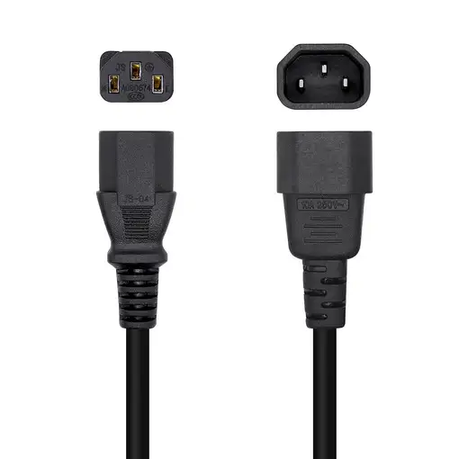 AISENS Cable Alimentación CPU, C13/H-C14/M, Negro, 10 m