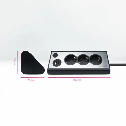 Nanocable Regleta de Sobremesa con 3 Tomas de Tierra y 2 USB´s con Luz, Negro