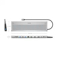 AISENS USB-C Dock 12 en 1, USB-C a 2xHDMI, 1xDisplayPort, 1xRJ45, 3xUSB-A, 1xUSB-C