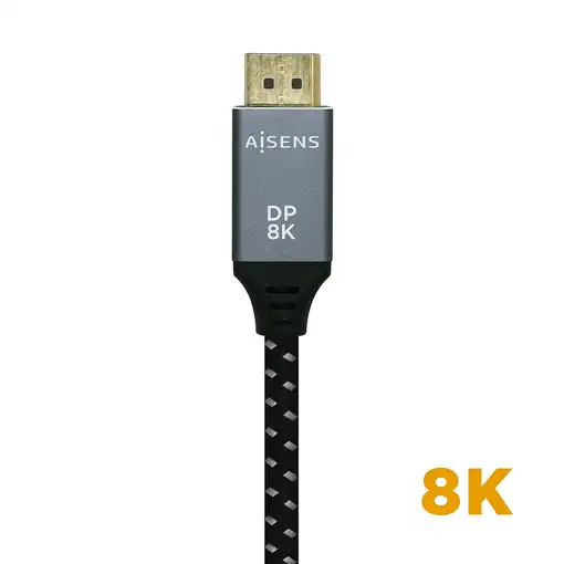 AISENS Cable Displayport V1.4 8k@60hz, DP/M-DP/M, Gris/Negro, 0.5m
