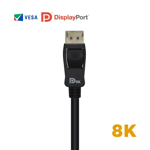 AISENS Cable Displayport Certificado V1.4 8k@60hz, DP/M-DP/M, Negro, 1.0m