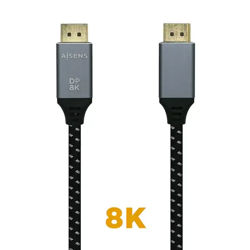AISENS Cable Displayport V1.4 8k@60hz, DP/M-DP/M, Gris/Negro, 1.5m