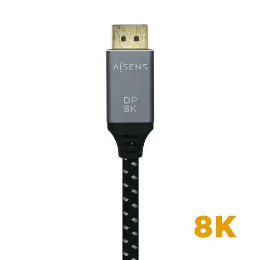 AISENS Cable Displayport V1.4 8k@60hz, DP/M-DP/M, Gris/Negro, 1.5m