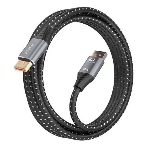 AISENS Cable DisplayPort V2.1 16K@60Hz 80 Gbps, DP/M-DP/M, Negro, 2.0m
