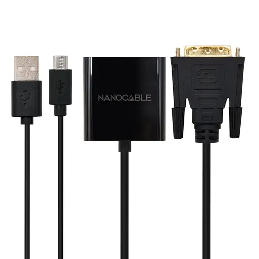 Nanocable Conversor DVI 24+1/m A VGA HDB15/h, Negro, 10 cm