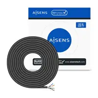 AISENS Cable de Red Exterior Impermeable RJ45 Cat.6 FTP Rigido AWG24, Negro, 100M