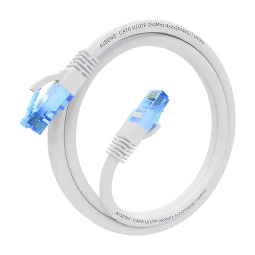 AISENS Cable De Red Latiguillo RJ45 Cat.6 UTP AWG26 CCA, Blanco, 1.5 m