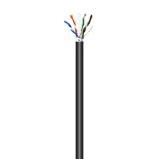 AISENS Cable de Red Exterior Impermeable RJ45 Cat.6 FTP Rigido AWG24, Negro, 305M