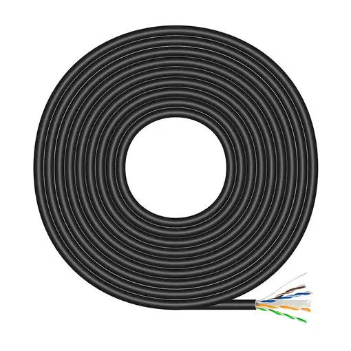 AISENS Cable de Red Exterior Impermeable RJ45 Cat.6 UTP Rígido CCA AWG23, Negro, 1