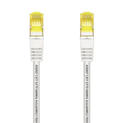 AISENS Cable De Red Latiguillo RJ45 LSZH Cat.7 600 MHz S/FTP PIMF AWG26, Blanco, 1