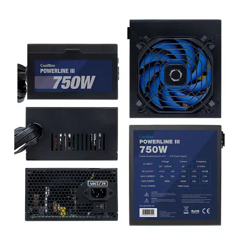 CoolBox Powerline III 750 unidad de fuente de alimentación 750 W 20+4 pin ATX ATX