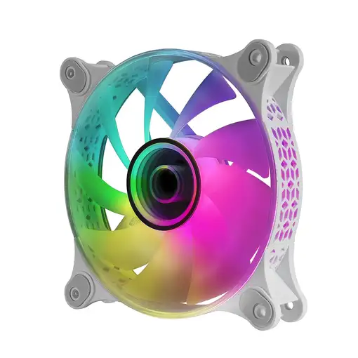 Mars Gaming MF-3D Blanco, Ventilador ARGB 360° 12cm, Espejo Infinito 3D, Sistema A