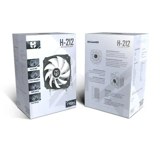 NOX Hummer H-212 Procesador Enfriador 12 cm Aluminio, Negro, Blanco 1 pieza(s)