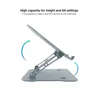 TooQ Soporte Elevador de Aluminio Ajustable Ergonómico para Portátiles, Gris