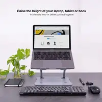 TooQ Soporte Elevador de Aluminio Ajustable Ergonómico para Portátiles, Gris