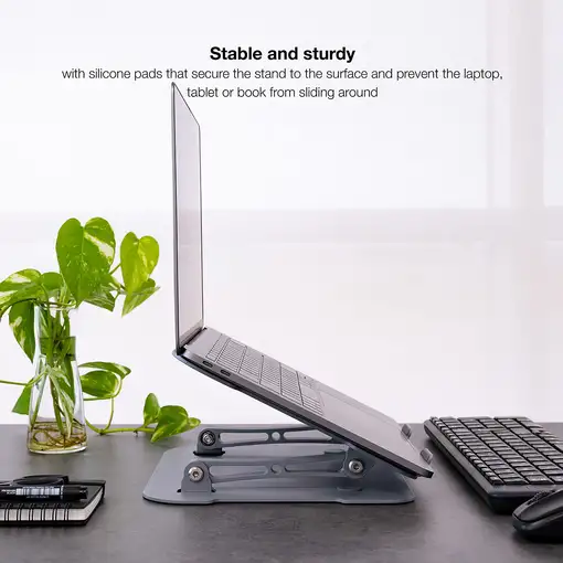 TooQ Soporte Elevador de Aluminio Ajustable Ergonómico para Portátiles, Gris