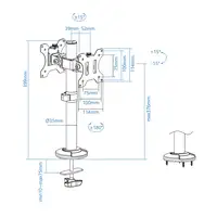 TooQ Soporte de Mesa para 2 Pantallas 17''-32'', Negro