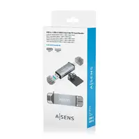 AISENS Lector de Tarjetas SD, Micro SD, MMC, RS-MMC, MMC Micro, USB-A y USB-C, Gri