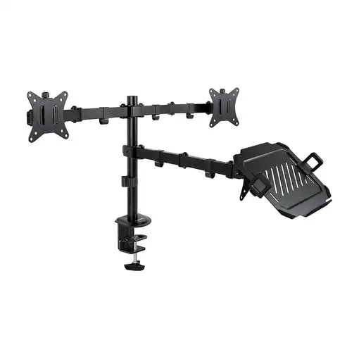TooQ Soporte de Mesa para 2 Pantallas 17''-32'' y Portátil, Negro