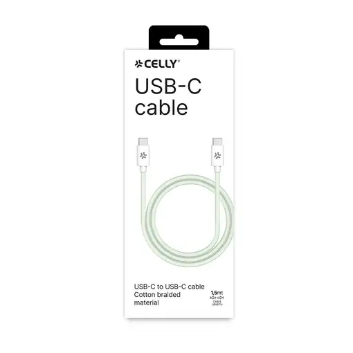 Celly USBCUSBCCOTTGN cable USB 1,5 m USB C Verde, Blanco
