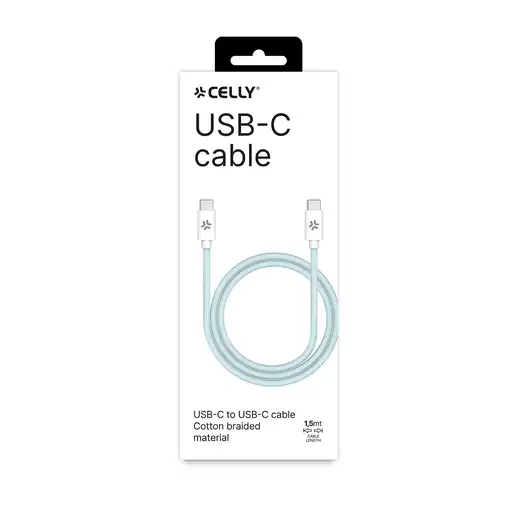 Celly USBCUSBCCOTTLB cable USB 1,5 m USB C Azul, Blanco