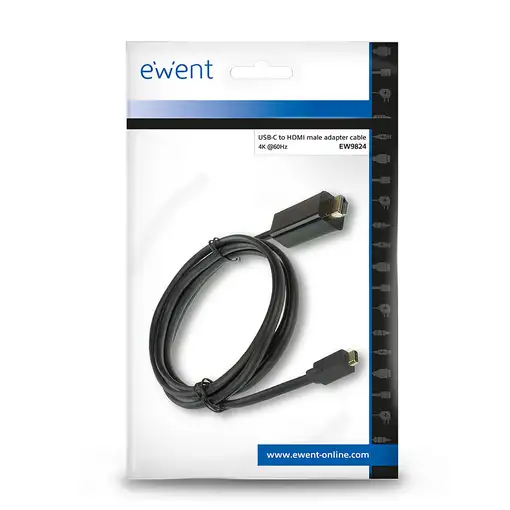 Ewent EW9824 adaptador de cable de vídeo 2 m USB Tipo C HDMI tipo A (Estándar) Neg