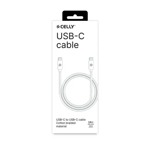 Celly USBCUSBCCOTTWH cable USB 1,5 m USB C Blanco